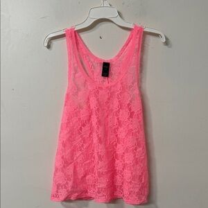 Smart & Sexy Neon Pink Lace Tank Top
